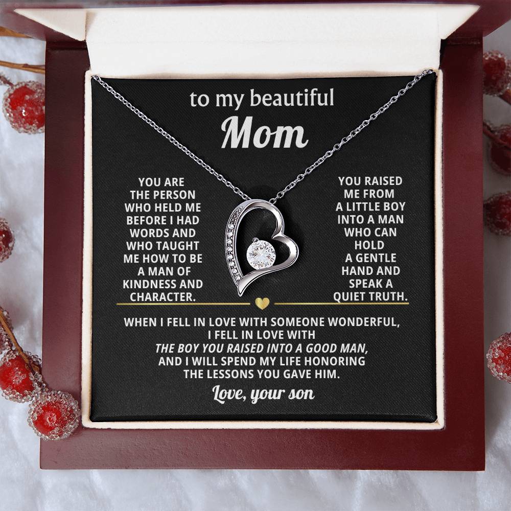 Mom Heart Necklace Gift from Son