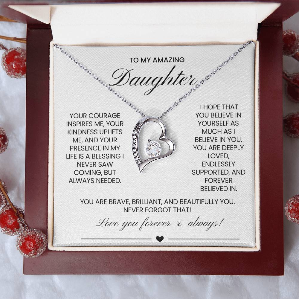 To My Daughter Forever Love Necklace Gift