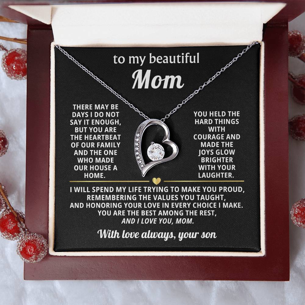 Mom Heart Necklace Gift from Son