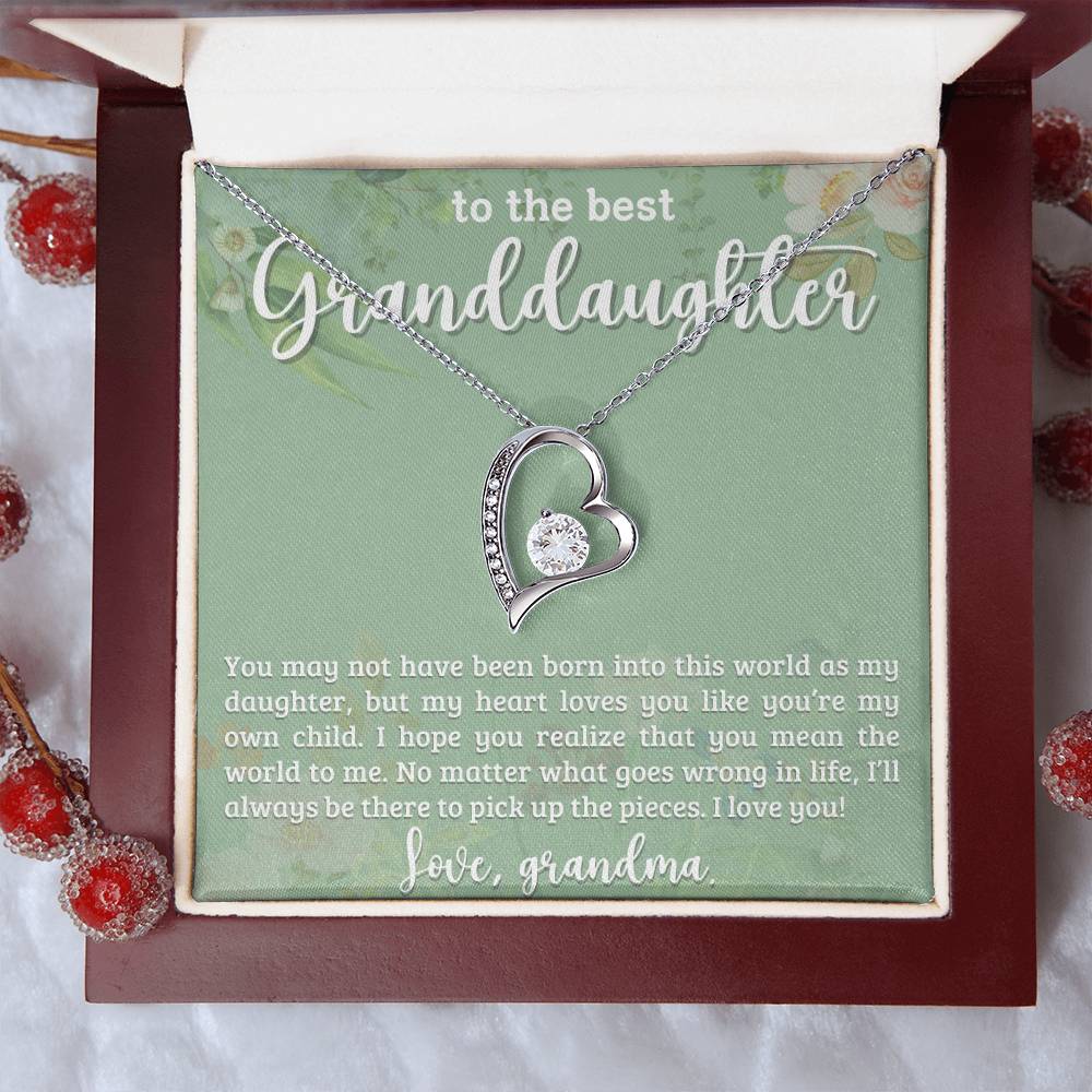 Granddaughter Necklace - Christmas  Birthday Gift Personalized  Monogrammed Leather Jewelry for Granddaughter-[Heartfelt Family Gift]