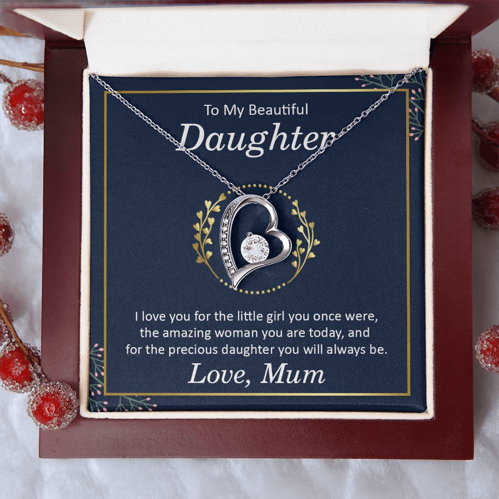 To My Beautiful Daughter - I Love You Heart Necklace Gift-[Heartfelt Family Gift]