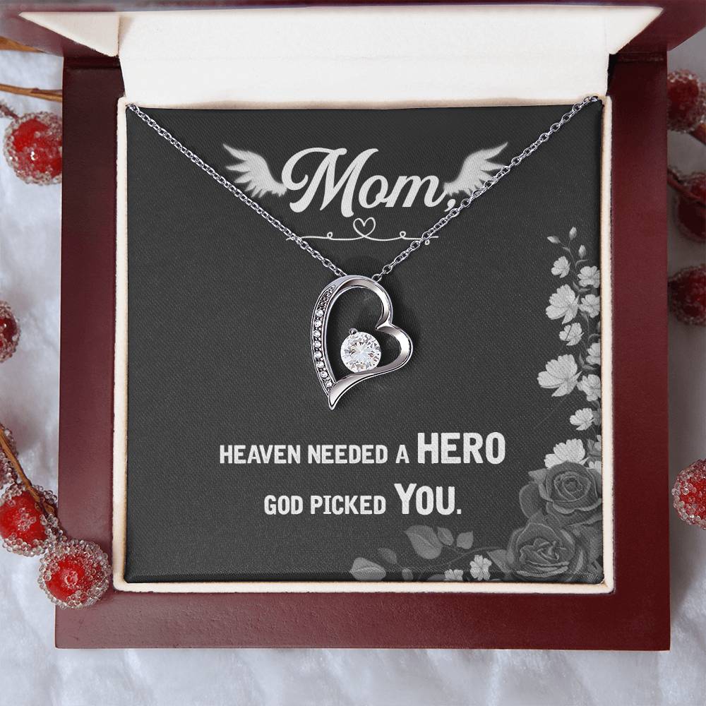 Mom Heaven Needed a Hero Heart Necklace Gift-[Heartfelt Family Gift]