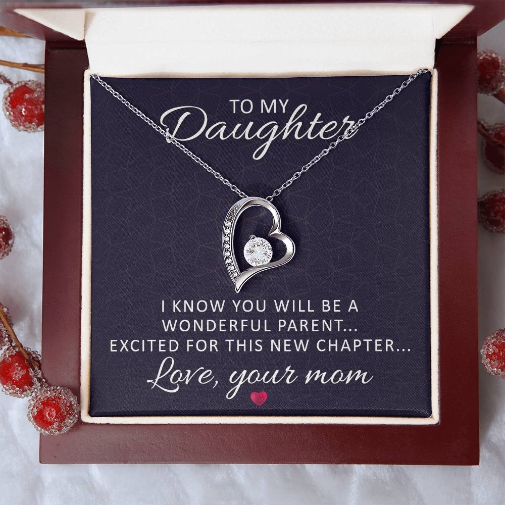 To Mom-to-Be From Her Mother Heart Necklace Gift-[Heartfelt Family Gift]