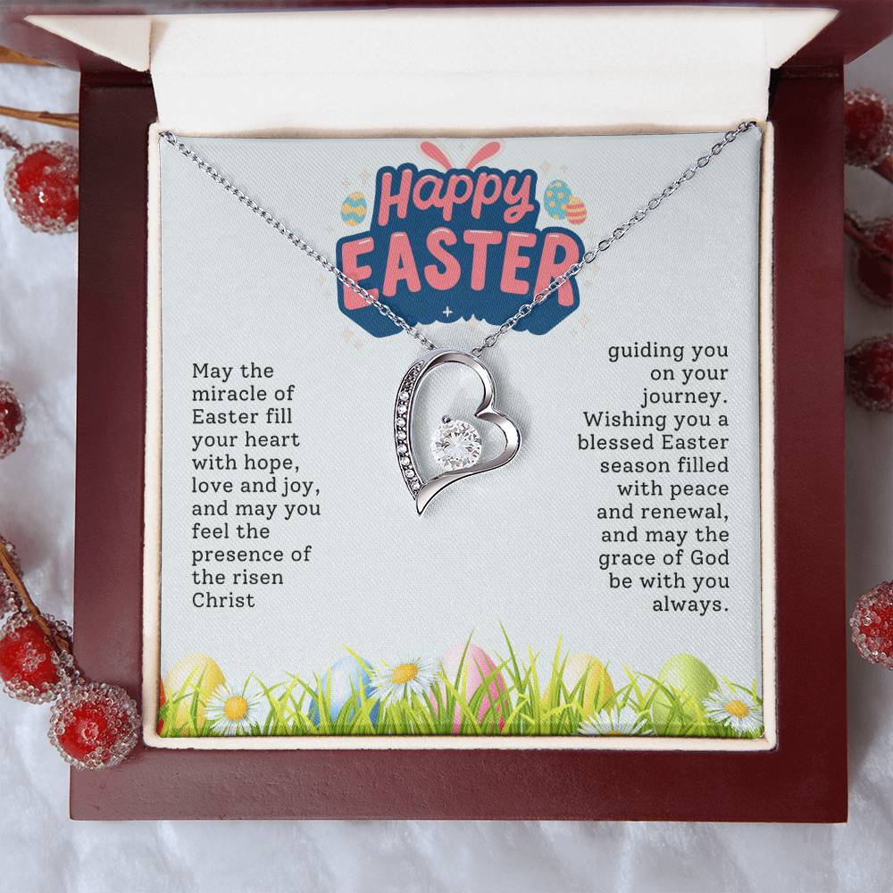 Happy Easter Heart Necklace Gift-[Heartfelt Family Gift]