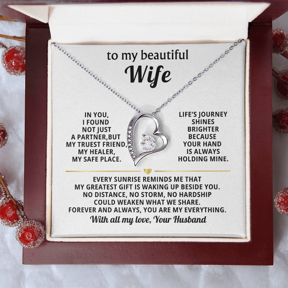 To My Beautiful Wife Heart Necklace