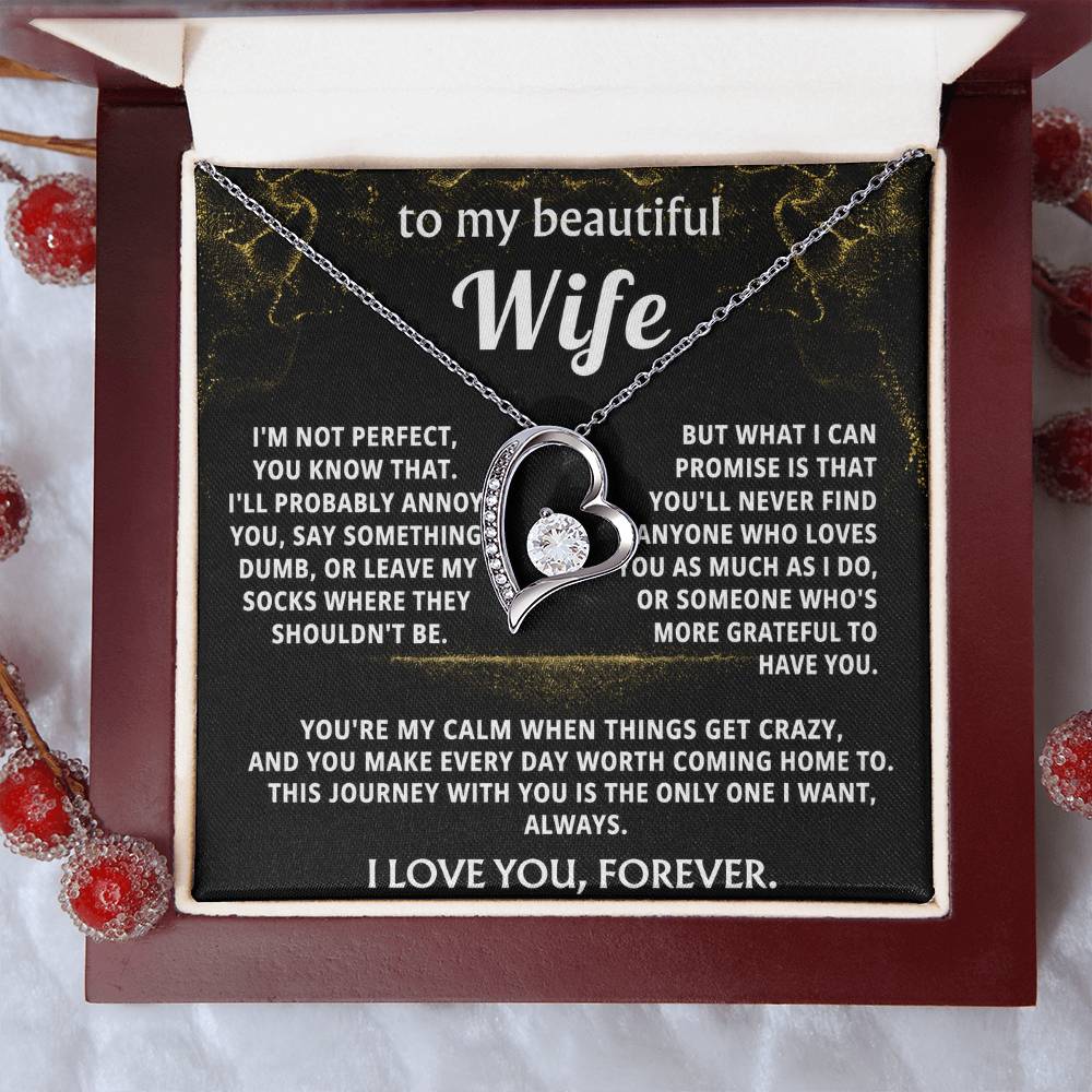 To My Wife Heart Necklace Gift