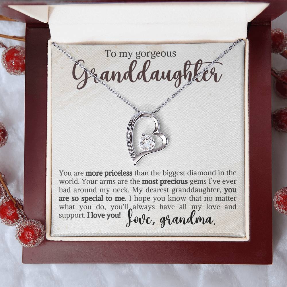 Granddaughter Necklace - Christmas  Birthday Gift for Her - Personalized Jewelry Heart Pendant - Must-Have Item-[Heartfelt Family Gift]