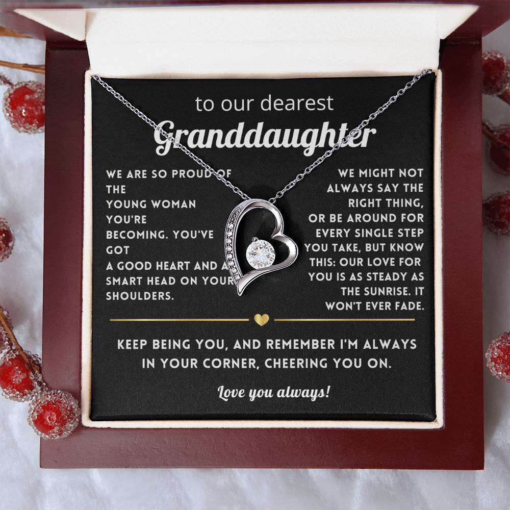 To My Granddaughter Heart Necklace Gift