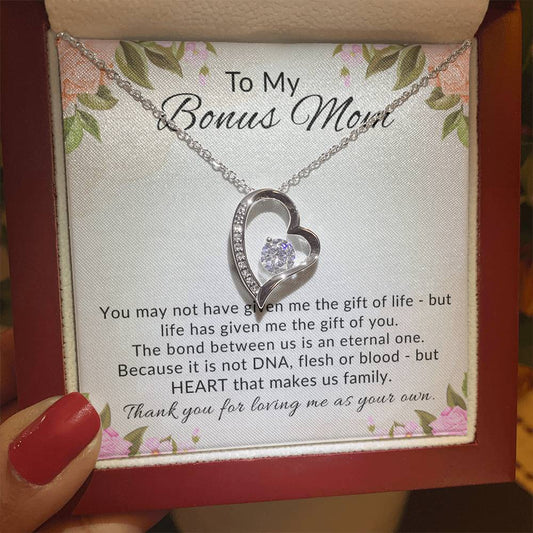 To My Bonus Mom Heart Necklace Gift from Stepdaughter