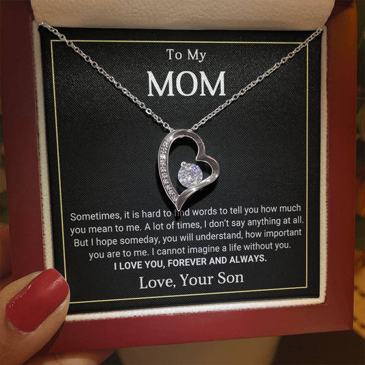 To My Mom Heart Necklace Gift