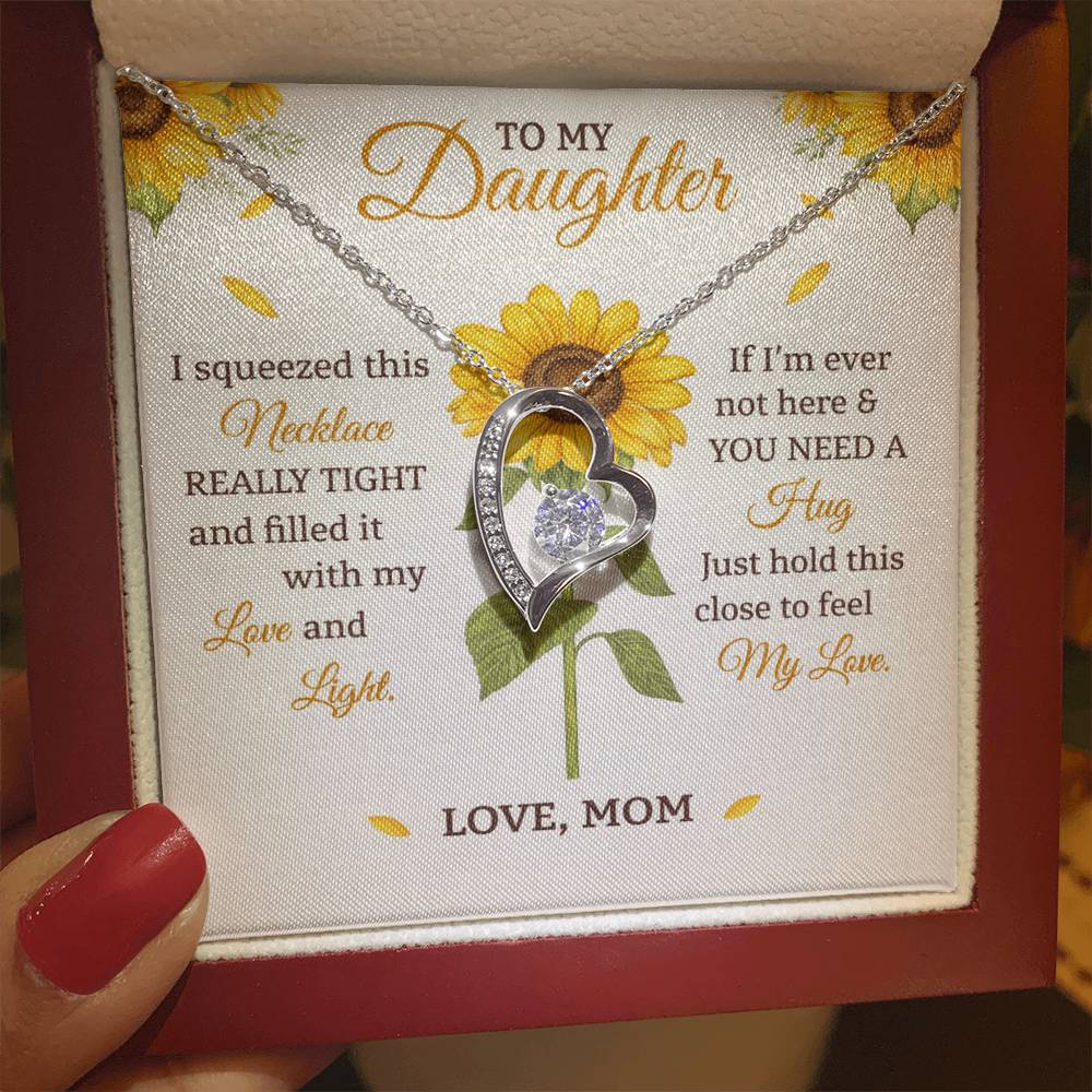 Daughter Sunflower Heart Necklace Gift from Mom