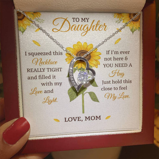 Daughter Sunflower Heart Necklace Gift from Mom