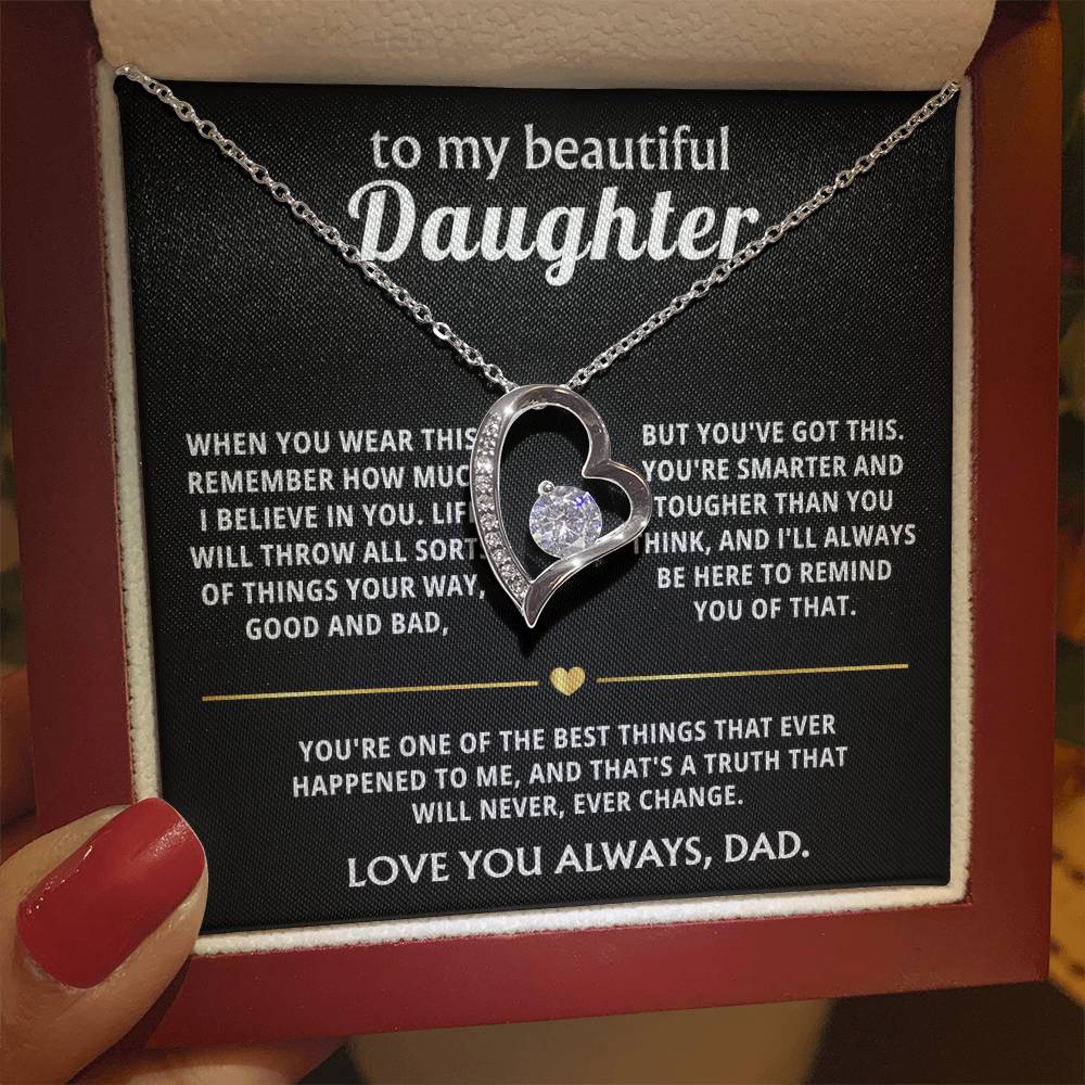 To My Beautiful Daughter I Believe In You Heart Necklace