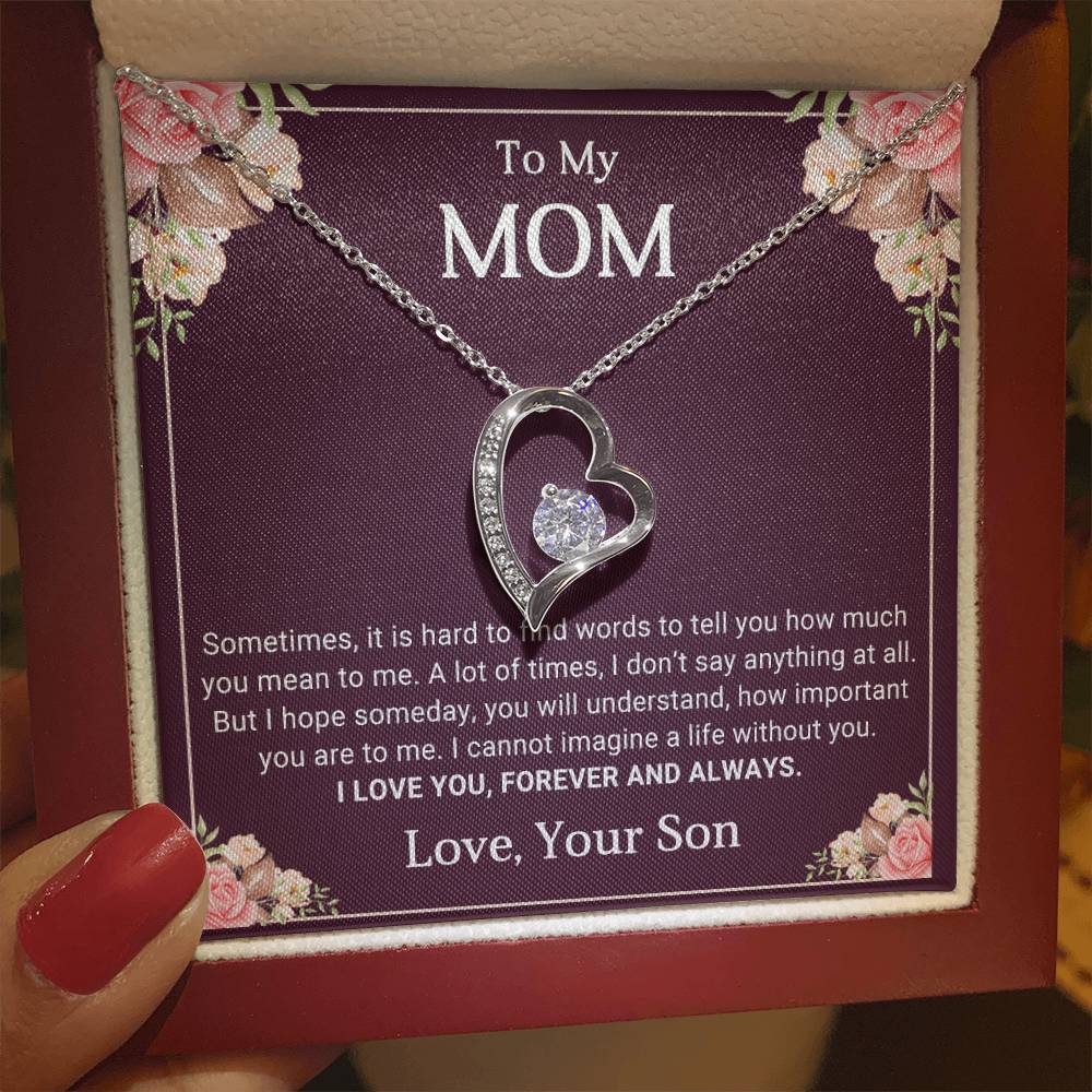 To My Mom Heart Necklace Gift