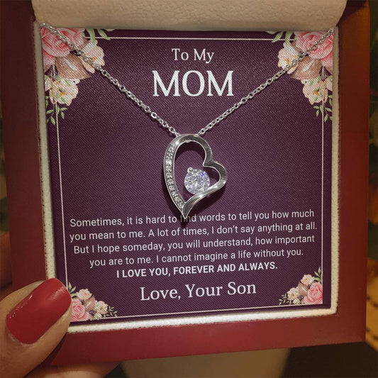 To My Mom Heart Necklace Gift