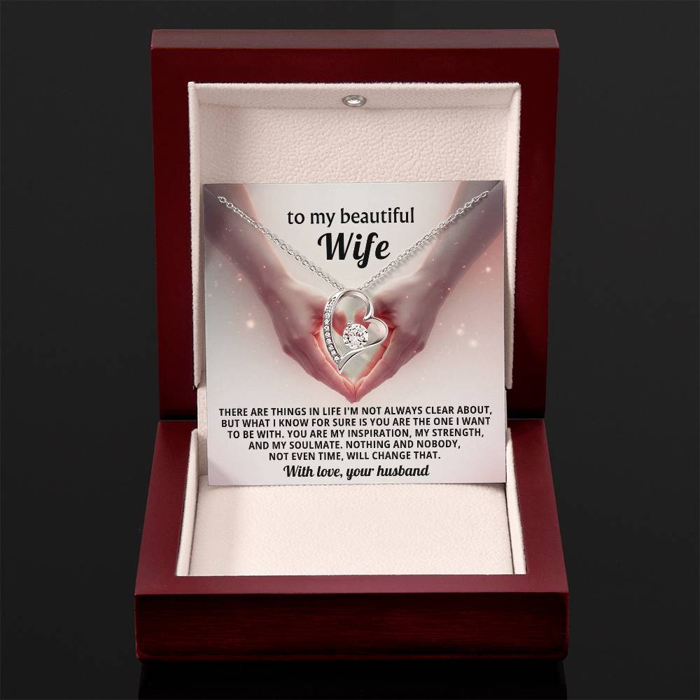 To My Beautiful Wife Heart Necklace Gift