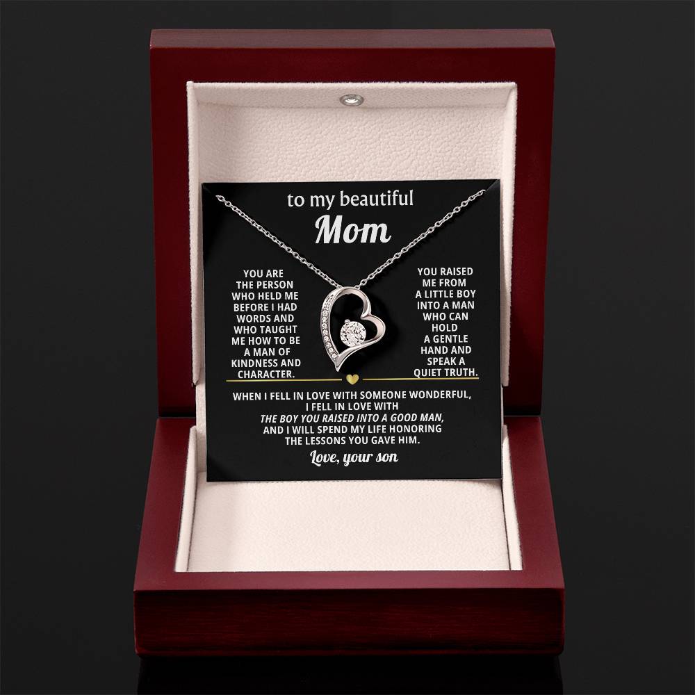 Mom Heart Necklace Gift from Son