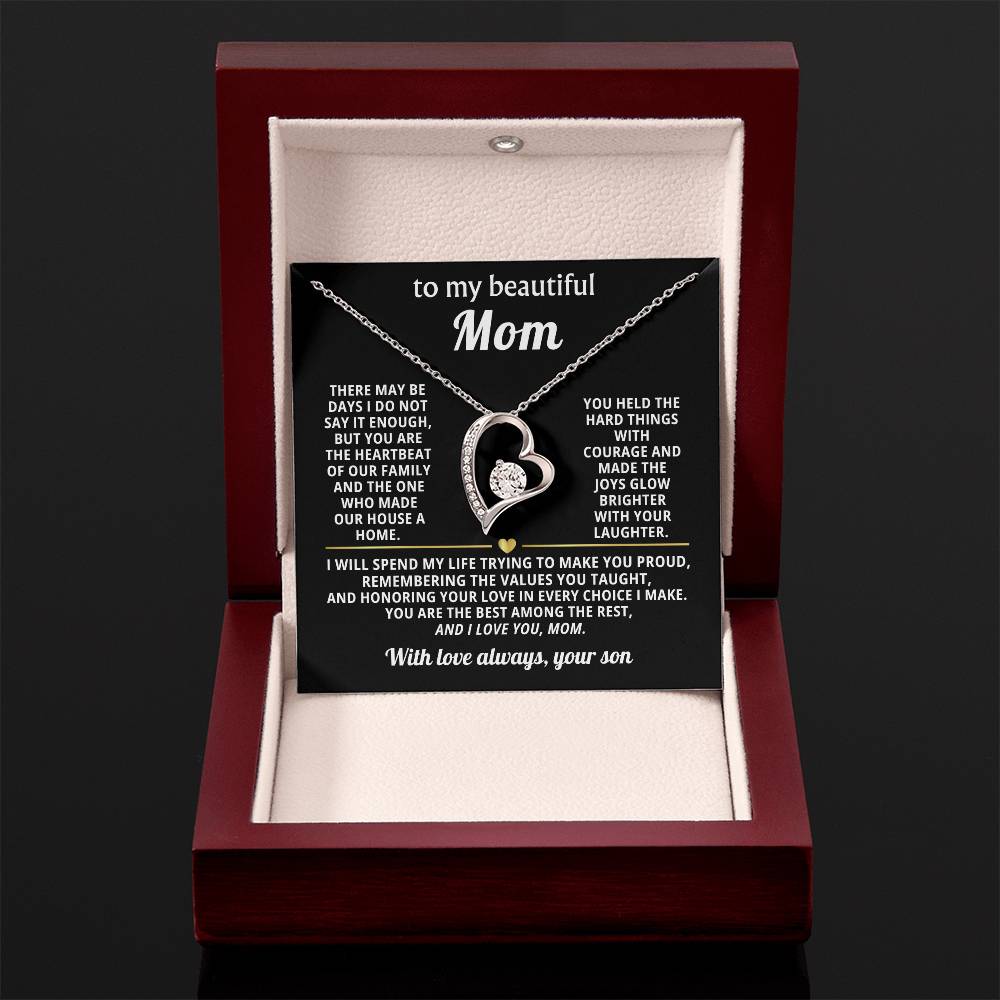 Mom Heart Necklace Gift from Son