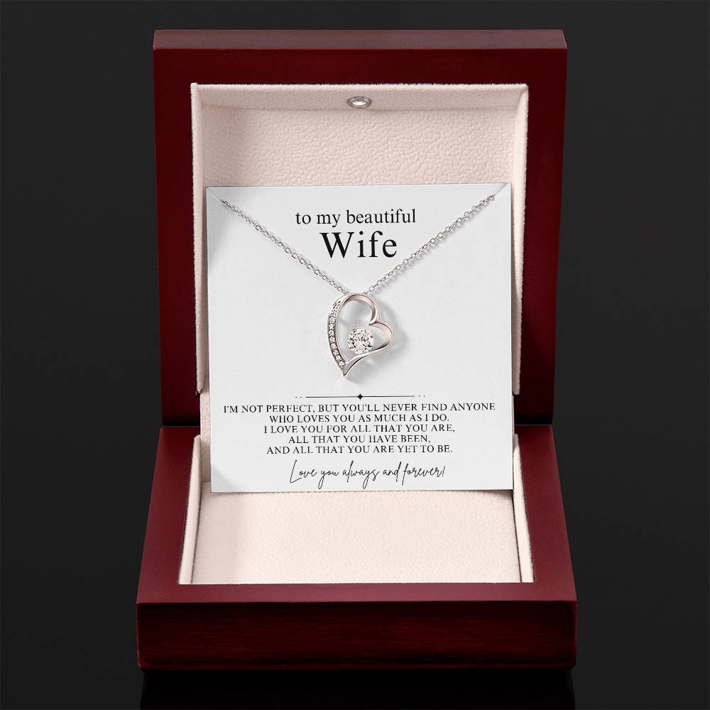 To My Beautiful Wife Heart Necklace Gift