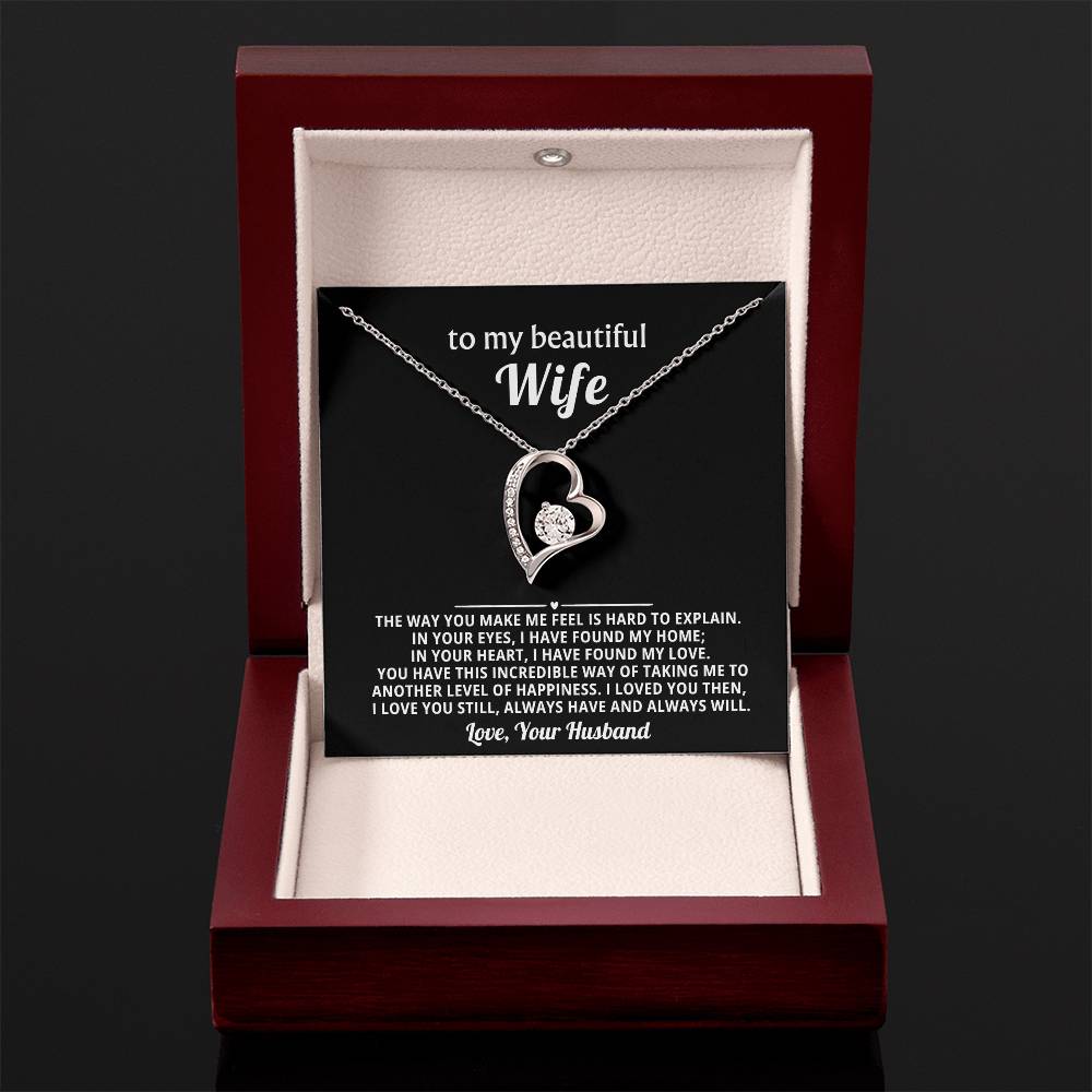 To My Beautiful Wife Heart Necklace Gift