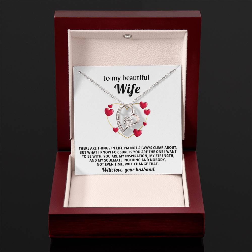 To My Beautiful Wife Heart Necklace Gift