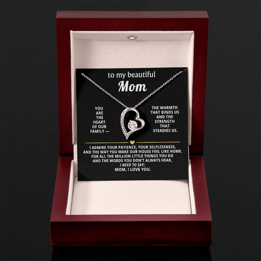 To My Beautiful Mom Heart Necklace