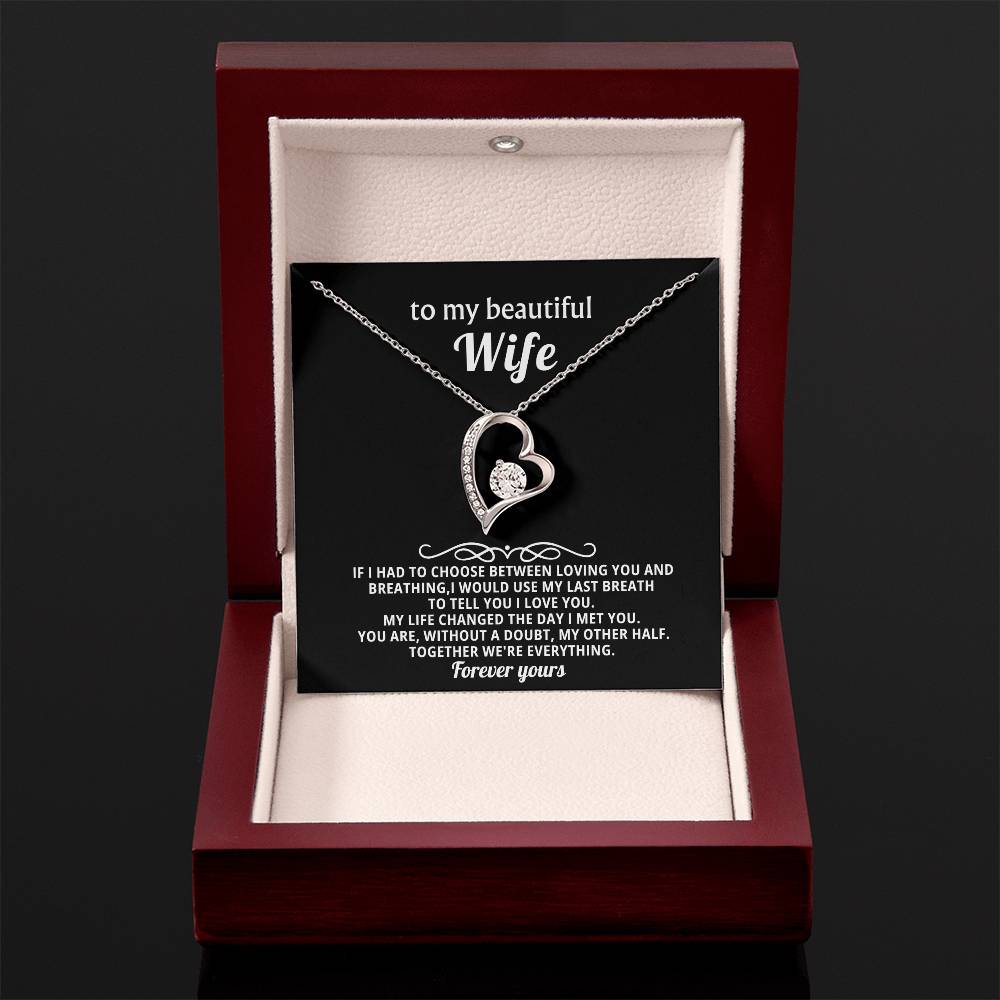 To My Beautiful Wife Heart Necklace Gift