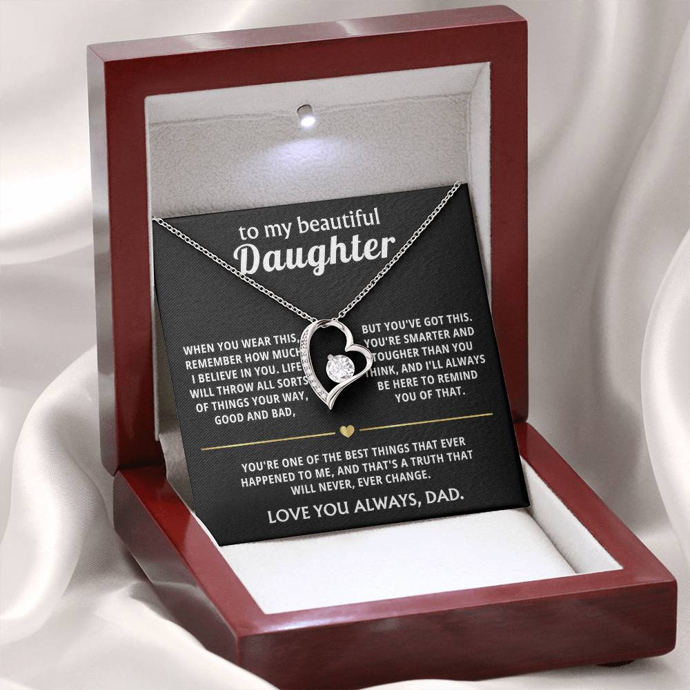 To My Beautiful Daughter I Believe In You Heart Necklace