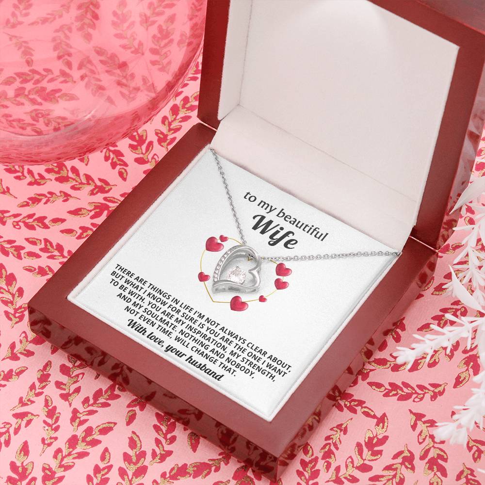 To My Beautiful Wife Heart Necklace Gift