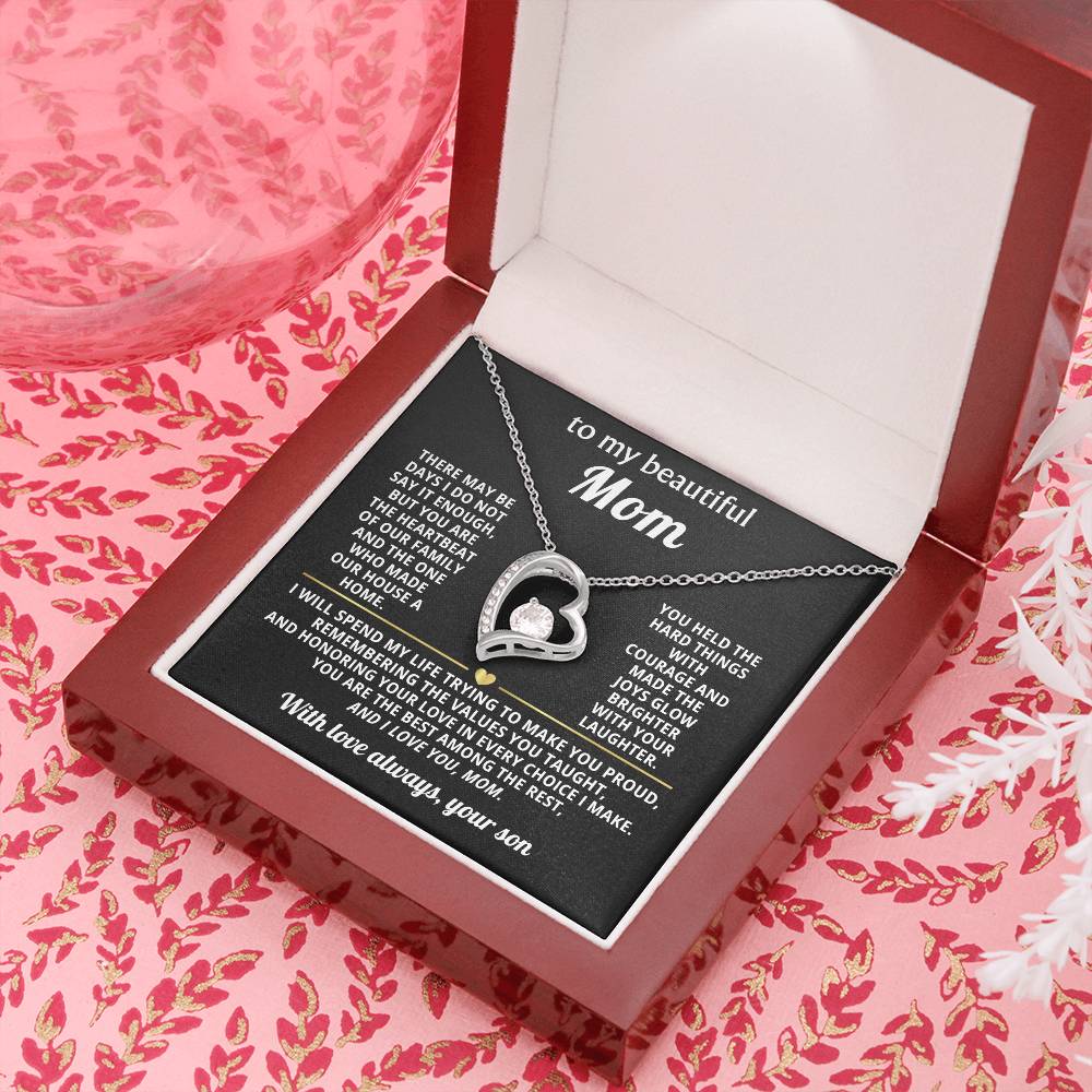 Mom Heart Necklace Gift from Son