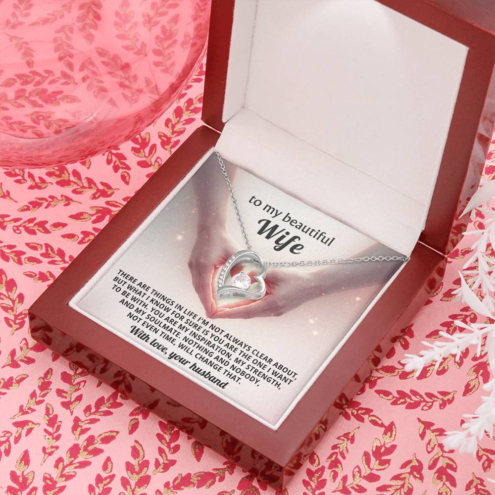 To My Beautiful Wife Heart Necklace Gift