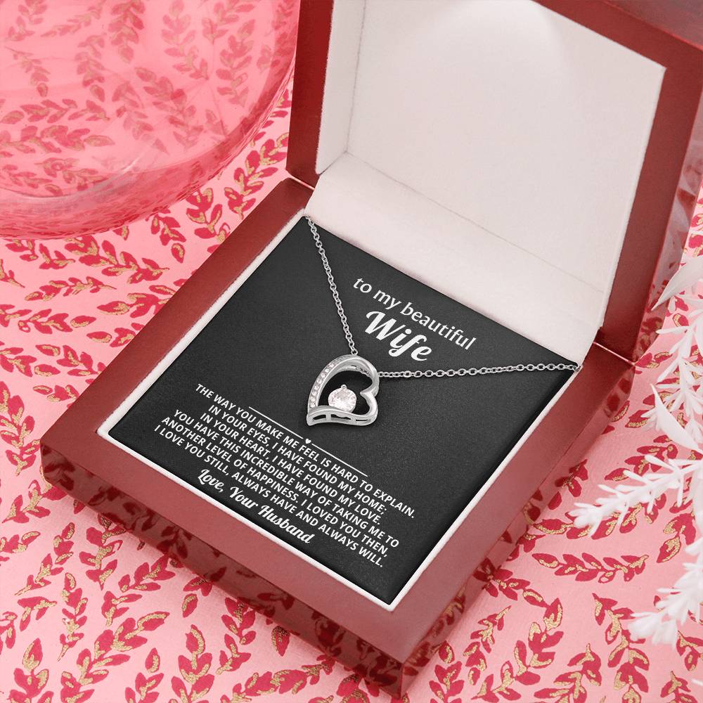 To My Beautiful Wife Heart Necklace Gift