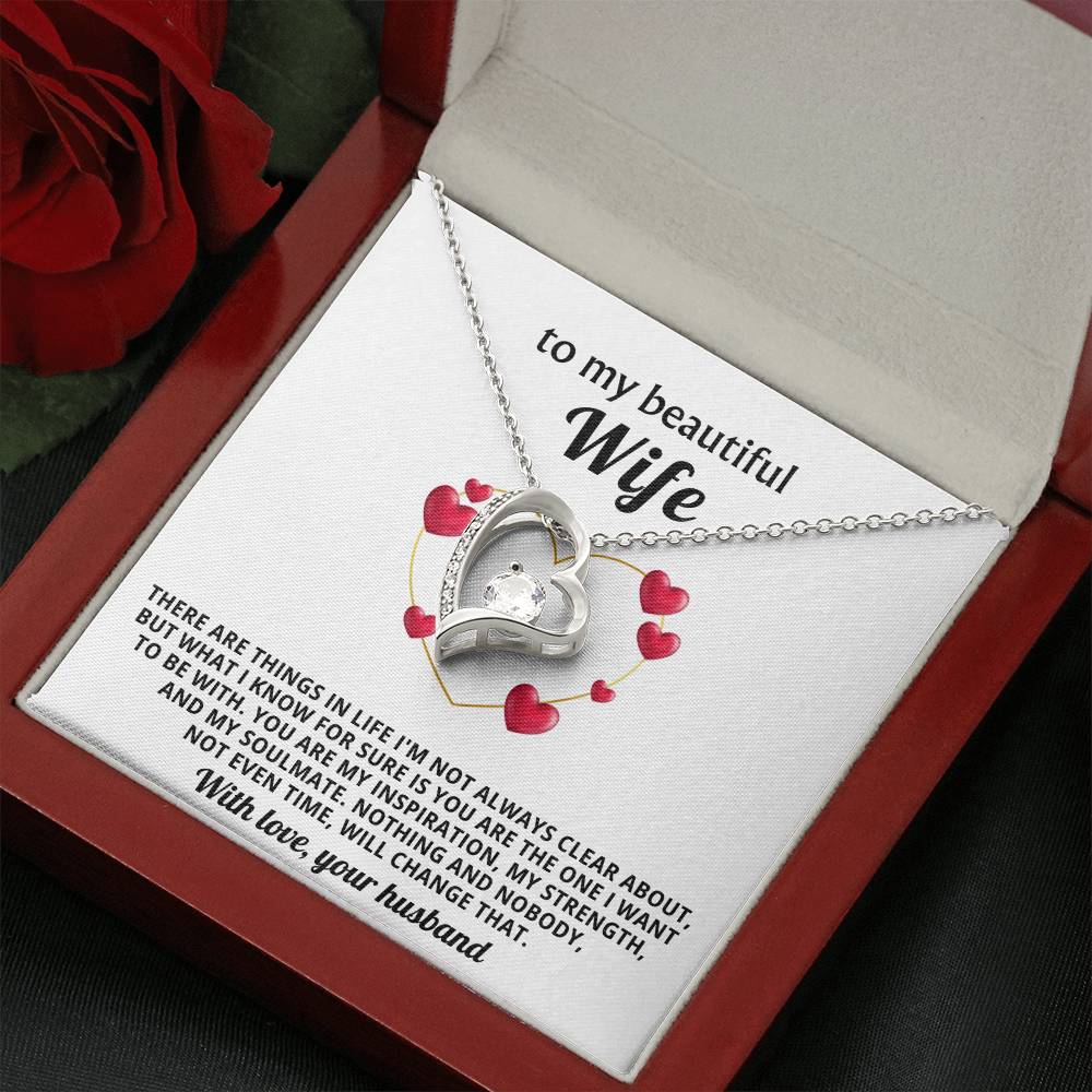 To My Beautiful Wife Heart Necklace Gift