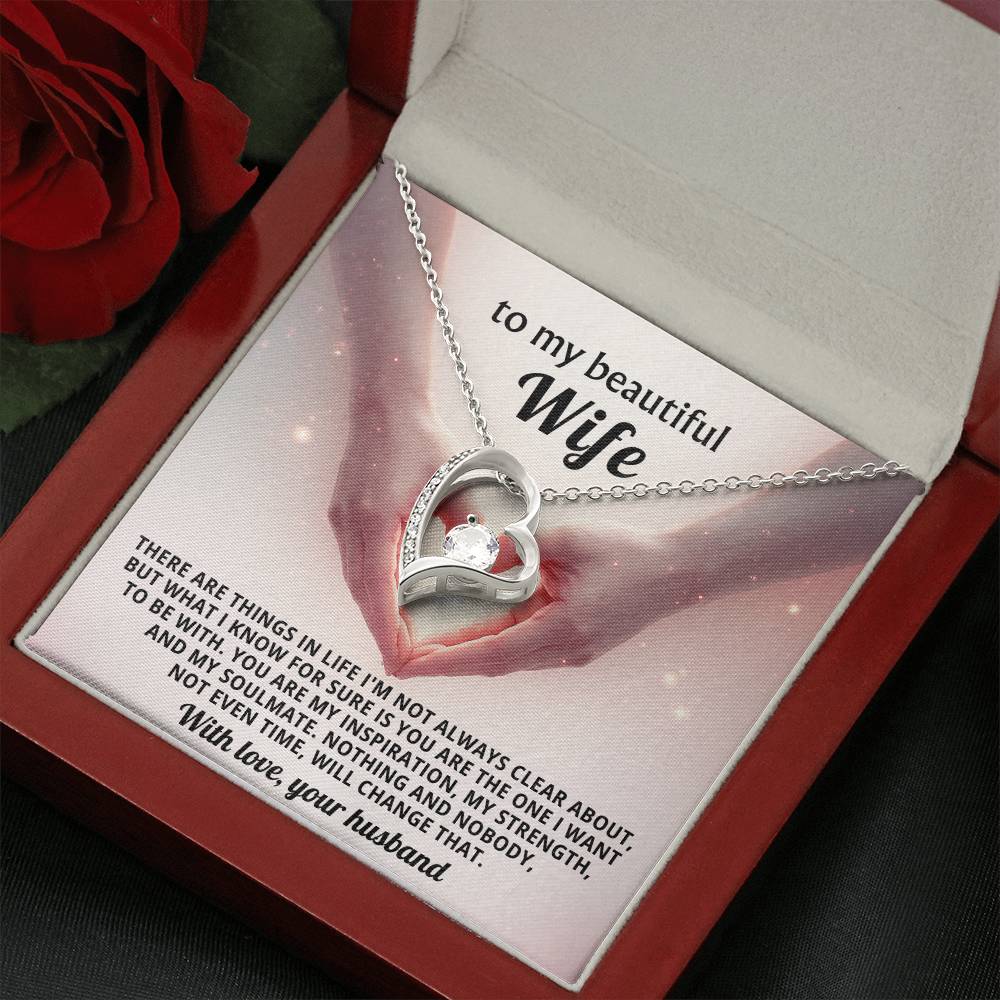 To My Beautiful Wife Heart Necklace Gift