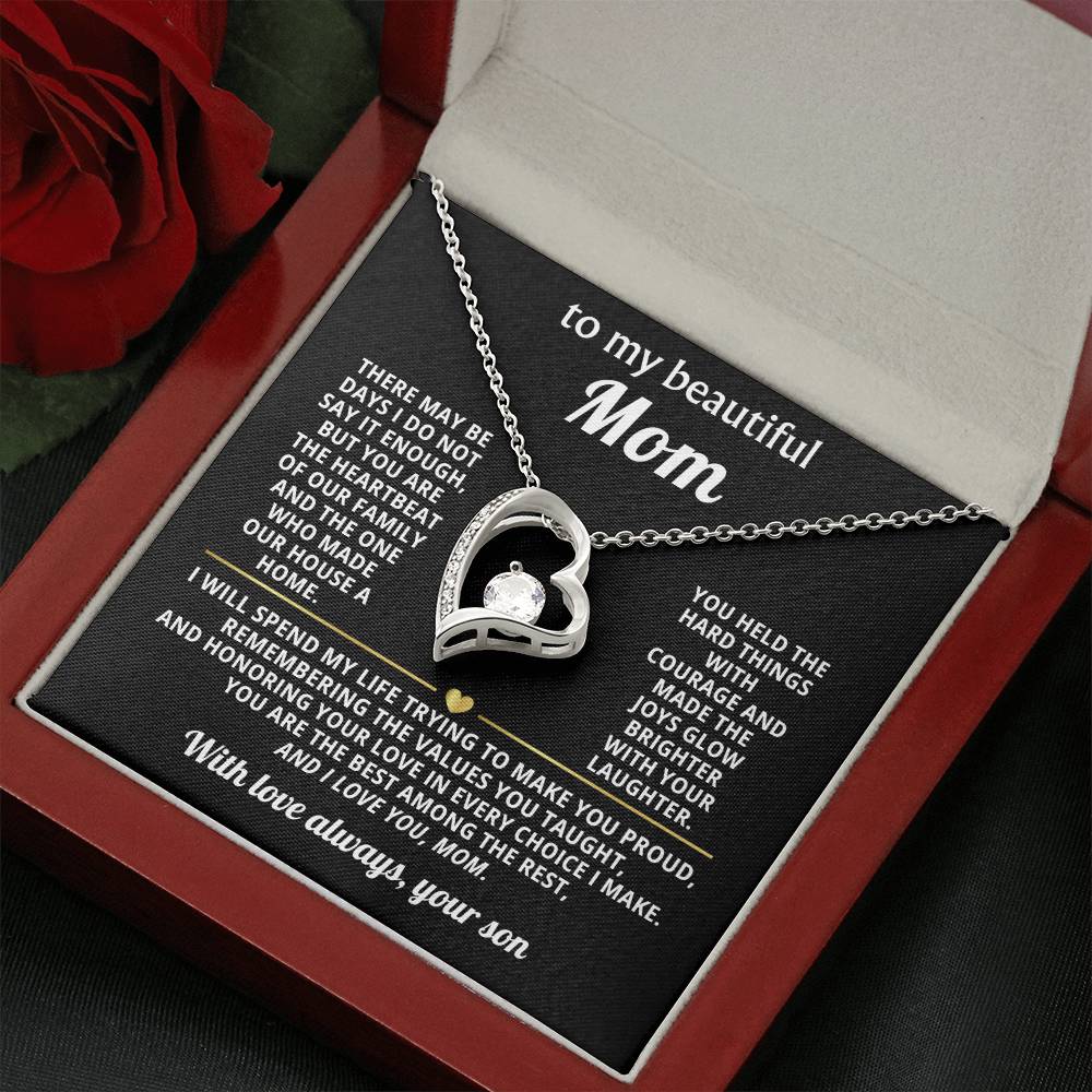 Mom Heart Necklace Gift from Son
