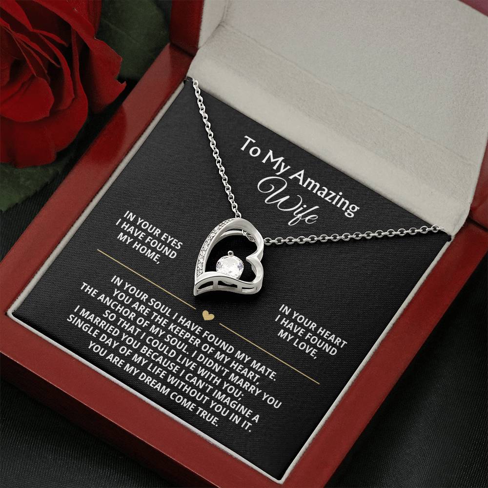 To My Amazing Wife Heart Necklace Gift