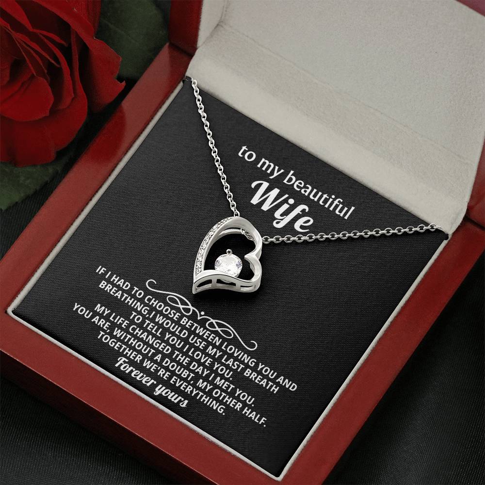 To My Beautiful Wife Heart Necklace Gift