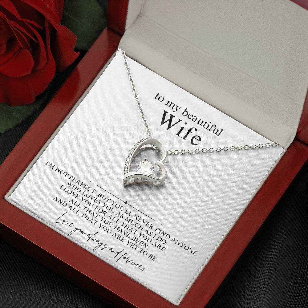To My Beautiful Wife Heart Necklace Gift