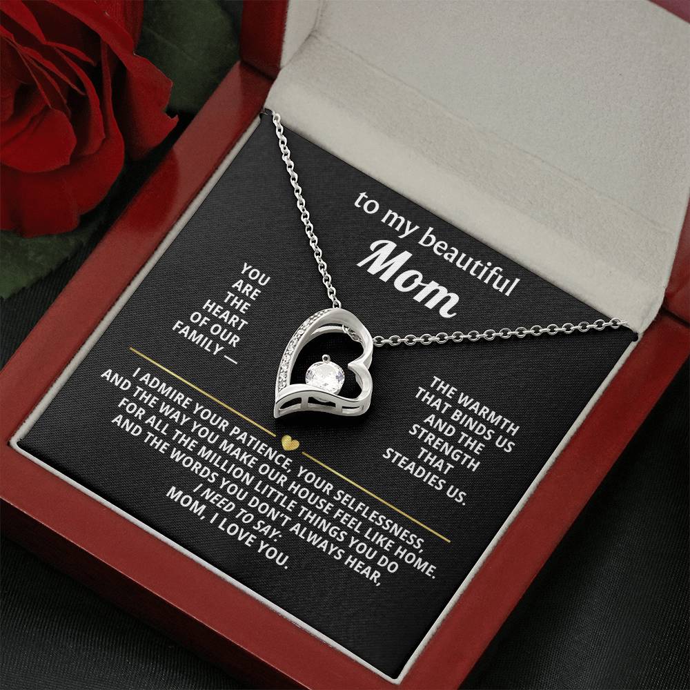 To My Beautiful Mom Heart Necklace