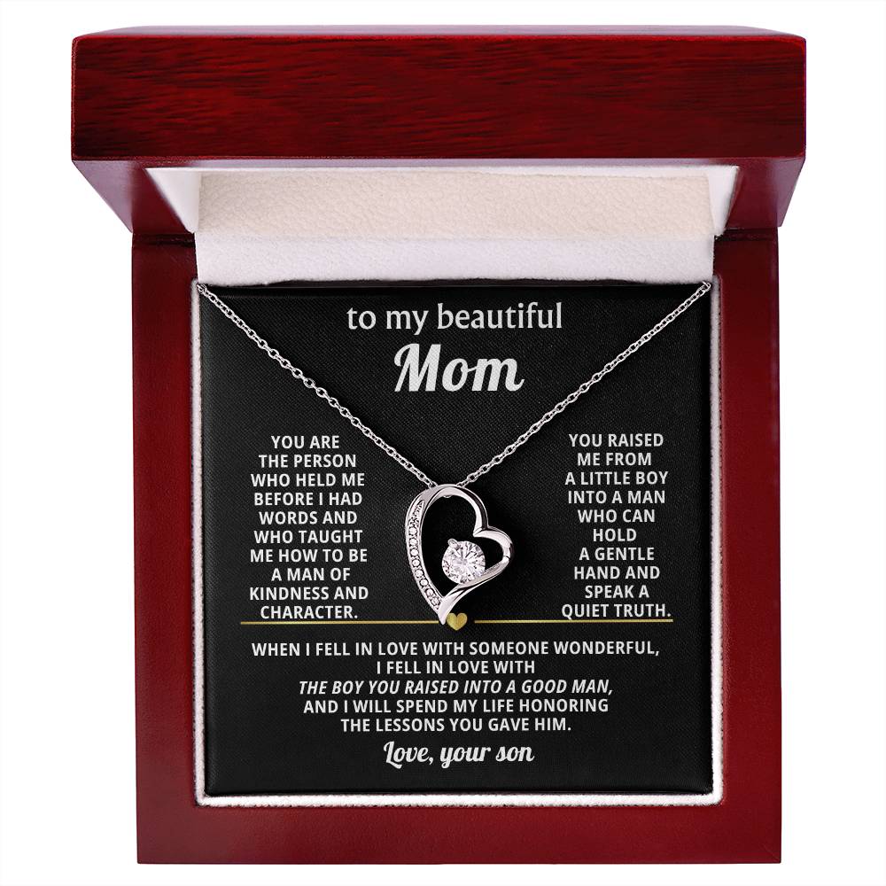 Mom Heart Necklace Gift from Son