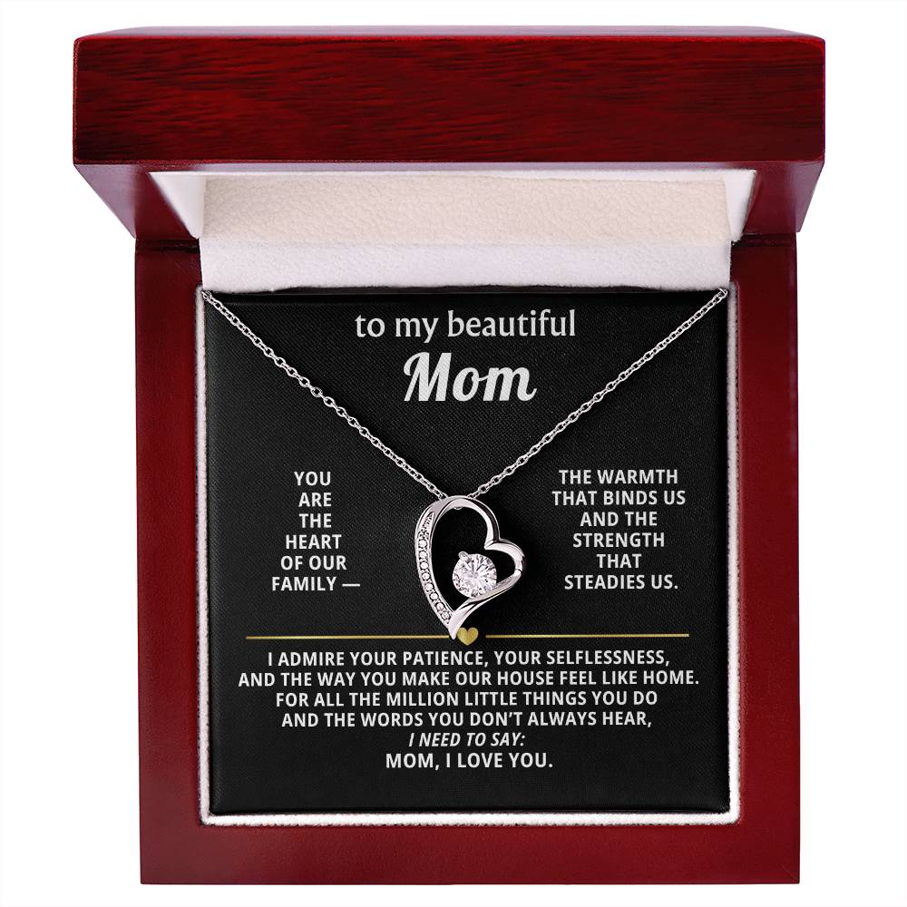 To My Beautiful Mom Heart Necklace