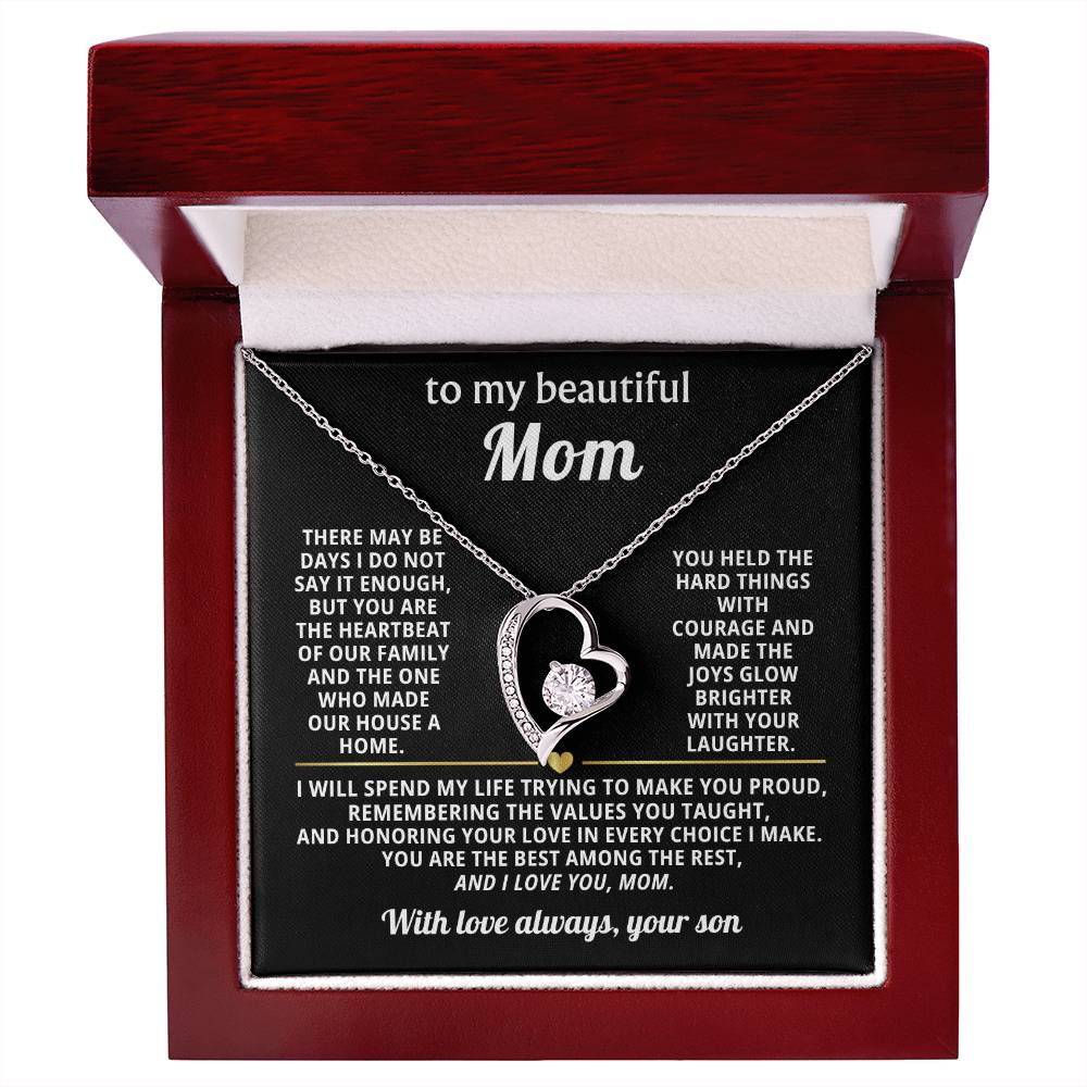 Mom Heart Necklace Gift from Son