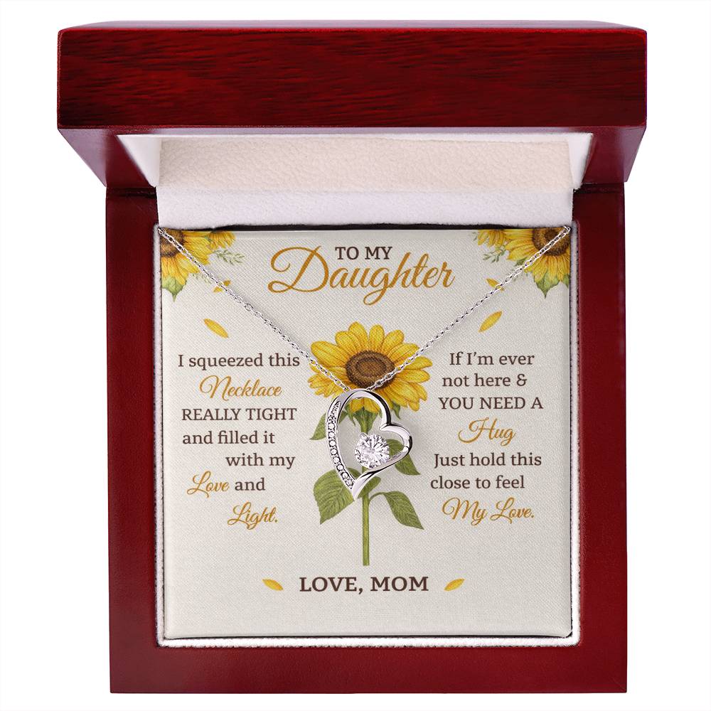 Daughter Sunflower Heart Necklace Gift from Mom