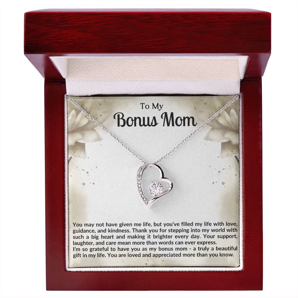 To My Bonus Mom Heart Necklace Gift