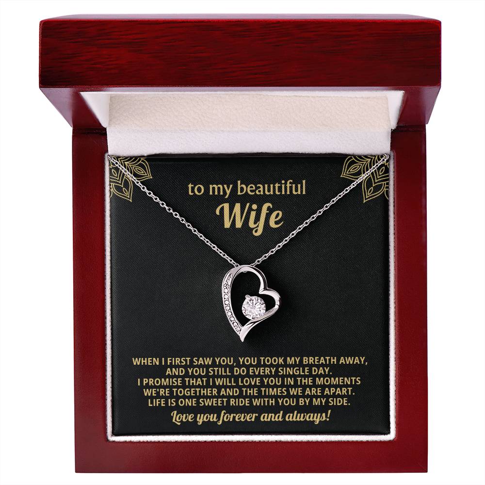 To My Beautiful Wife Heart Necklace Gift