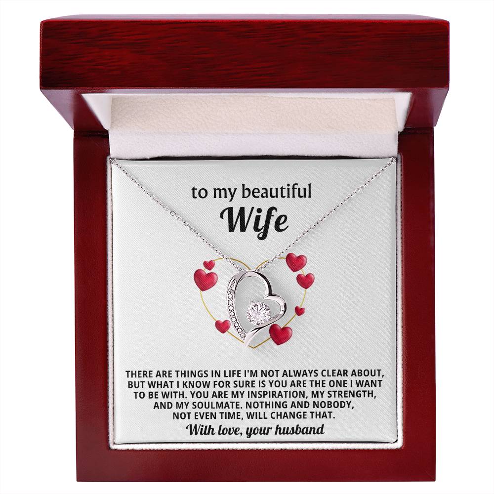 To My Beautiful Wife Heart Necklace Gift