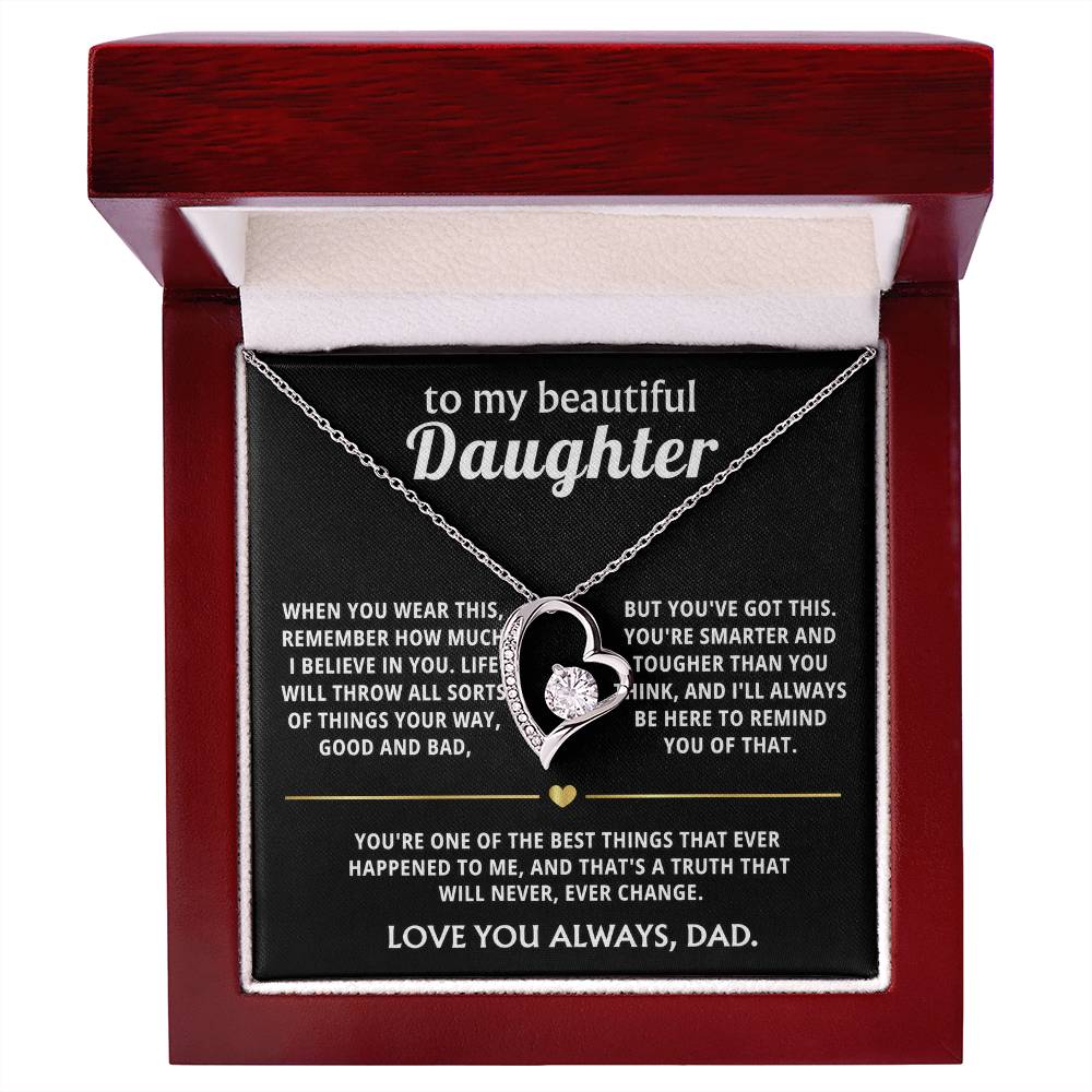 To My Beautiful Daughter I Believe In You Heart Necklace