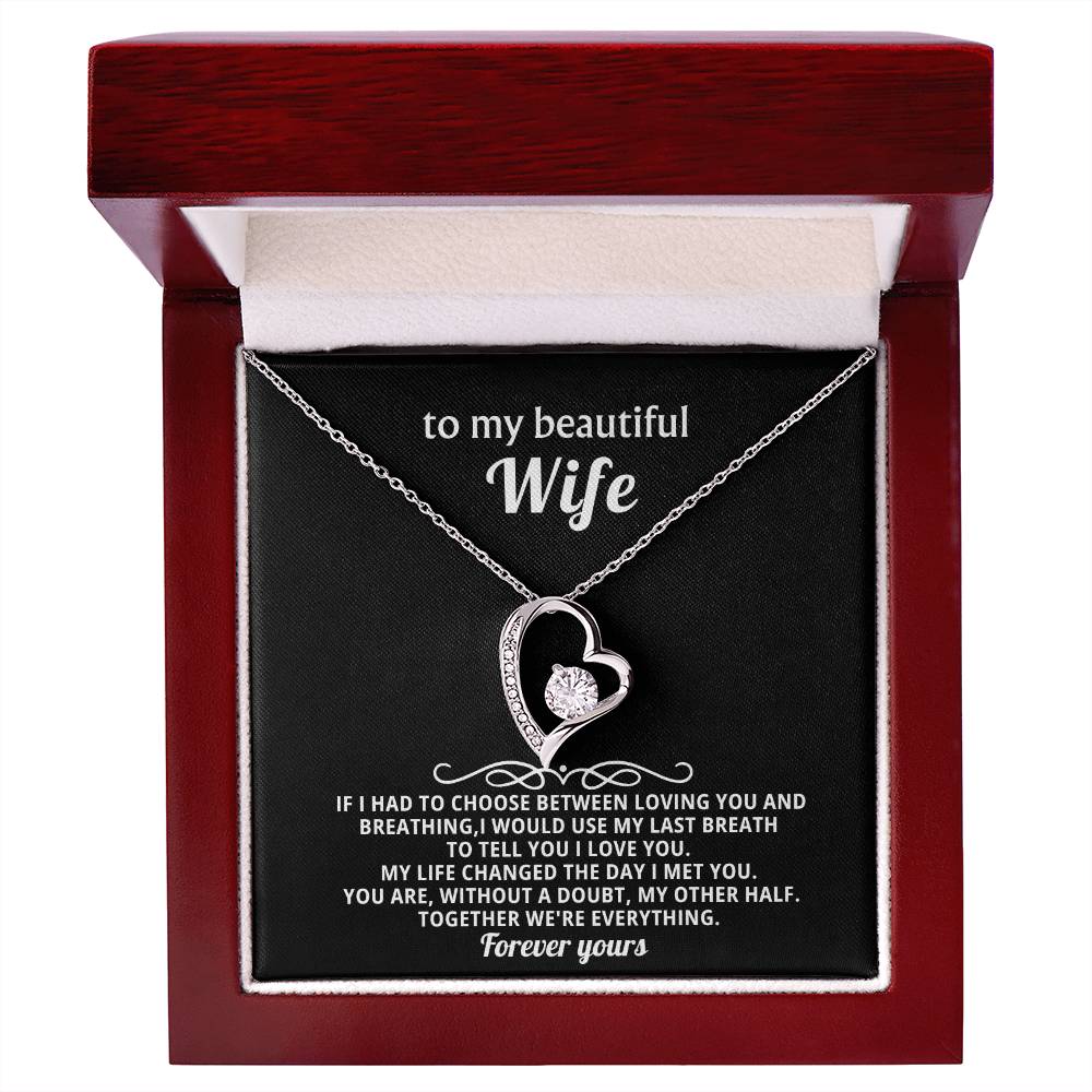 To My Beautiful Wife Heart Necklace Gift
