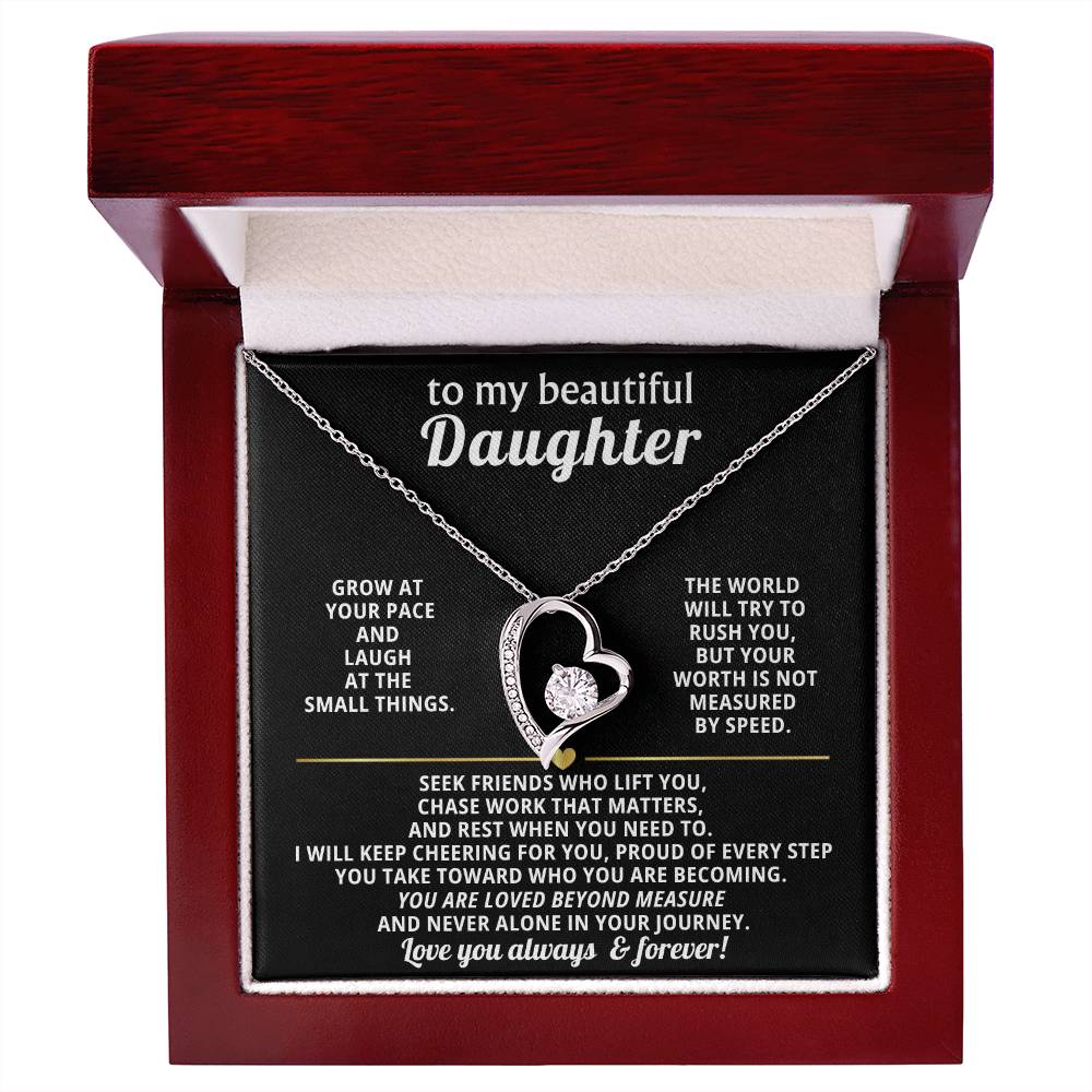 To My Daughter Heart Necklace Gift