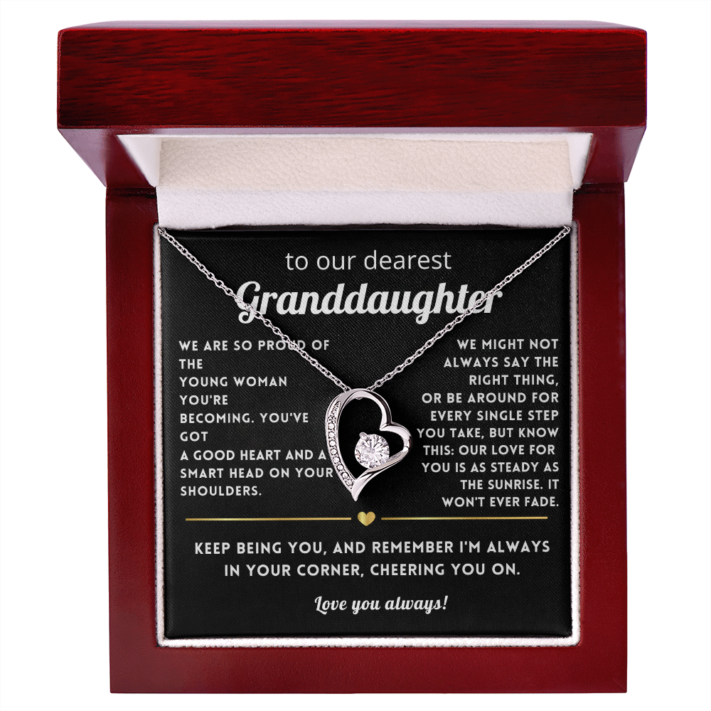 To My Granddaughter Heart Necklace Gift
